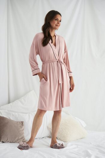 Peignoir Kimono en Bambou Rose 1