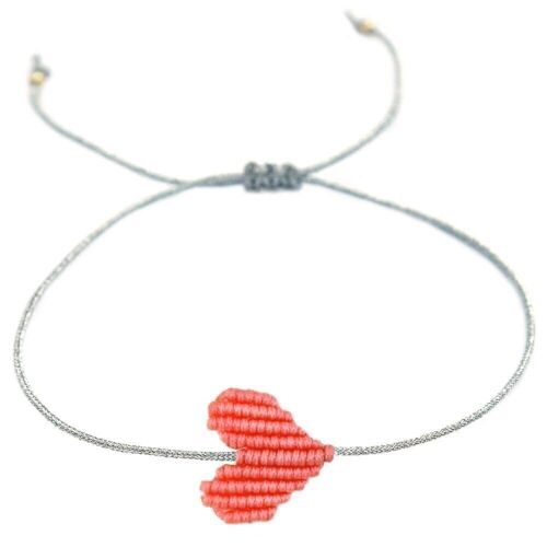 Bracelet coral heart silver