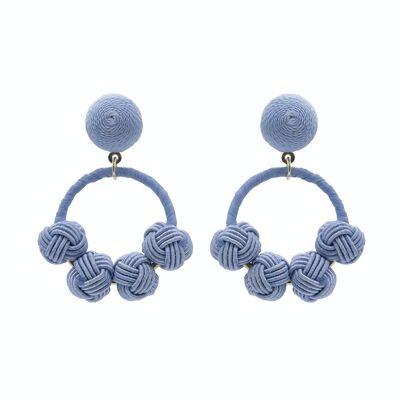 French Lilac Blue Woven Knot Hoop Earrings