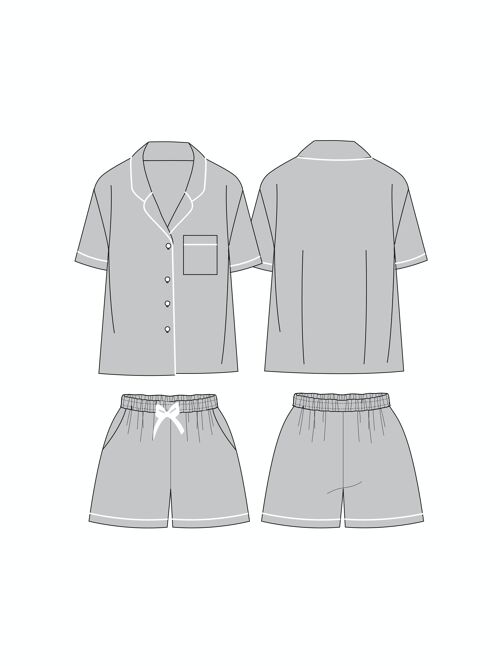 Bamboo Shirt Short Set in Grey Marl
