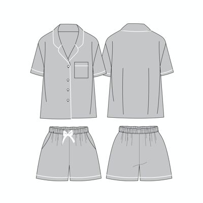 Conjunto corto de camisa de bambú en gris jaspeado