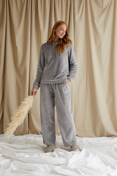 Cosy Chevron Lounge Suit in Shale Grey