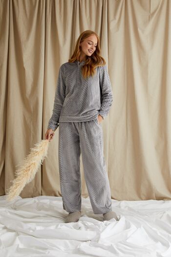 Cosy Chevron Lounge Suit in Shale Grey 1