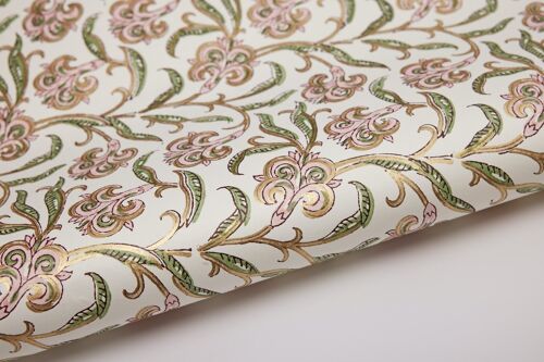 Hand Block Printed Gift Wrap Sheet - BP Iris Glitz Blush