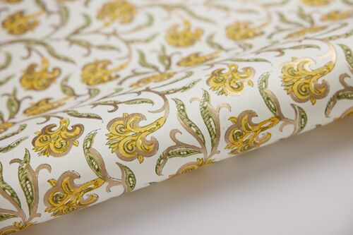 Hand Block Printed Gift Wrap Sheet - BP Iris Glitz Sunshine