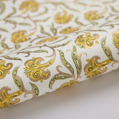 Hand Block Printed Gift Wrap Sheet - BP Iris Glitz Sunshine