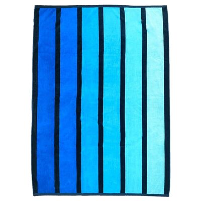 Serviette de plage éponge Velours Jacquard Happy Blue - Taille XL