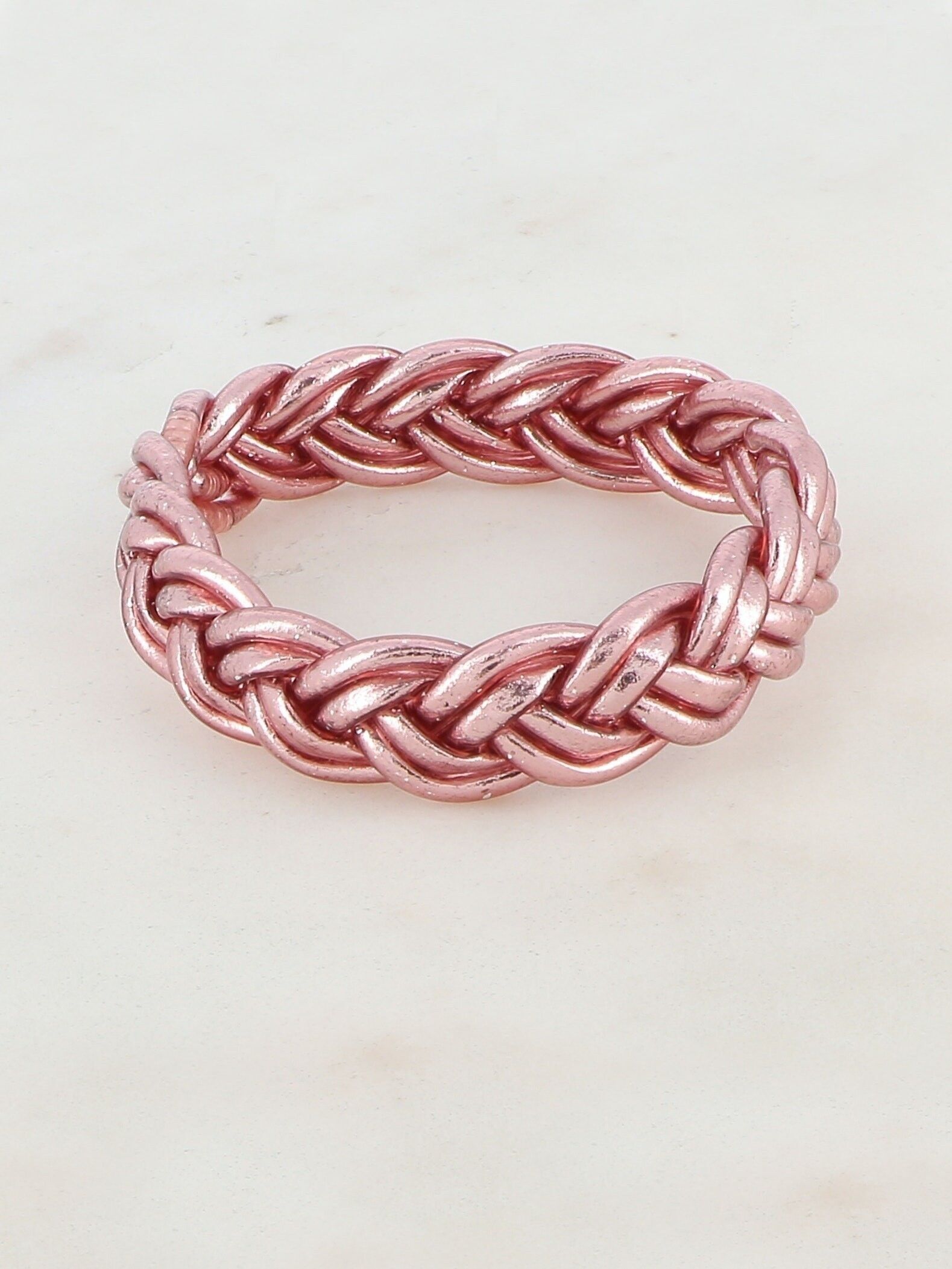 Bracciale rigido buddista a doppia treccia taglia M - Rame