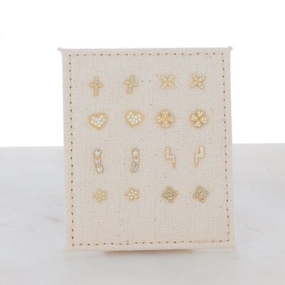 Kit of 16 chip earrings - white gold