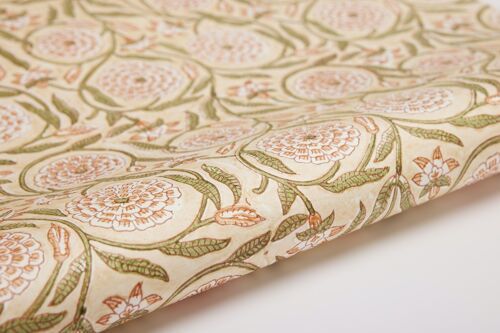 Hand Block Printed Gift Wrap Sheet - BP Rajmala Coral