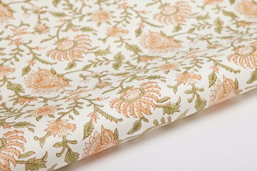 Hand Block Printed Gift Wrap Sheet - BP Flora Coral