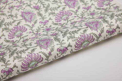 Hand Block Printed Gift Wrap Sheet - BP Flora Teal