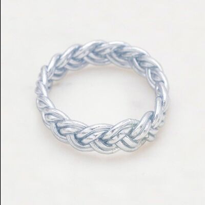 Double braided Buddhist bangle size XS - Silver