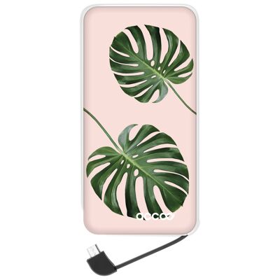 Batterie externe Modèle L - Design Pink Leaves