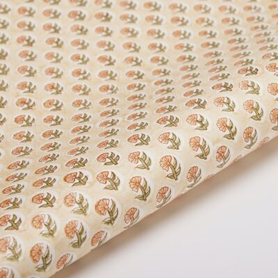 Hand Block Printed Gift Wrap Sheet - BP Daisy Coral