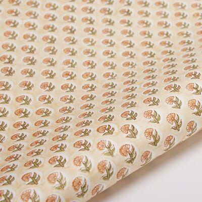 Hand Block Printed Gift Wrap Sheet - BP Daisy Coral
