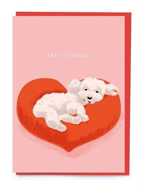 Poodle on heart cushion