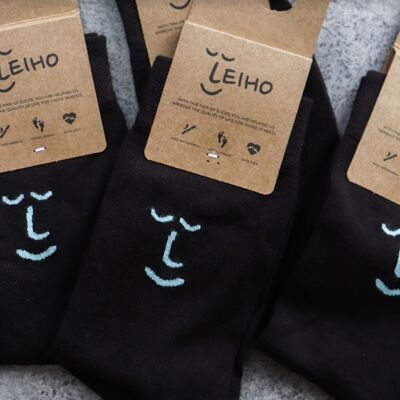 Stylish Classic Brown Cosy Bamboo Socks with Smiley Face