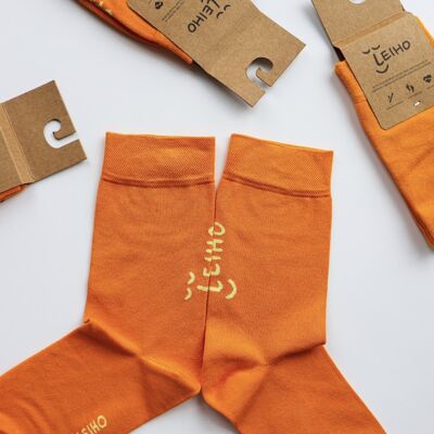 UNISEX Orange 'Leiho' Street Style Bamboo Socks