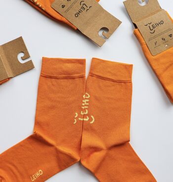 Chaussettes en bambou unisexes orange 'Leiho' Street Style 1