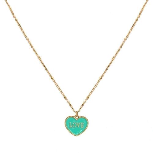 Gouden ketting turquoise heart love