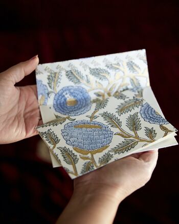 Carte de vœux imprimée à la main - GC Marigold Glitz Blue Stone 4