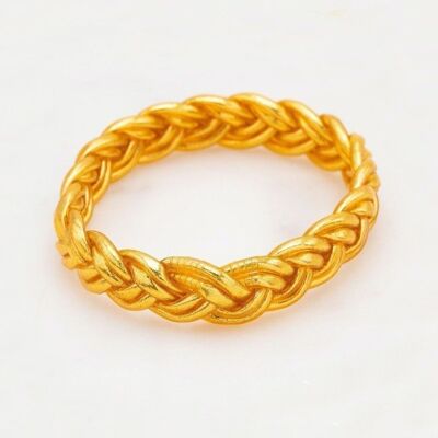 Double braided Buddhist bangle size M - Gold