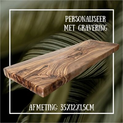 Planche à découper faite à la main - beau bois d'olivier - 35x12cm