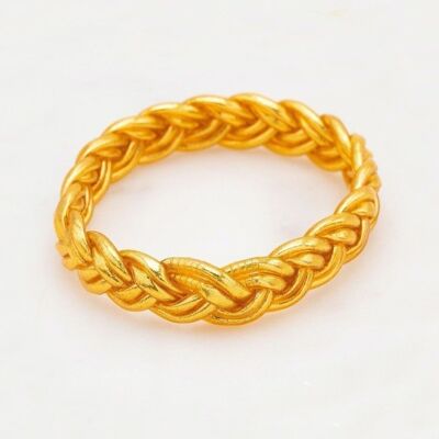 Double braided Buddhist bangle size XL - Gold