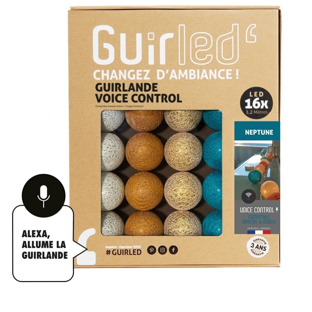 Neptune Commande Vocale Guirlande lumineuse boules coton Google & Alexa