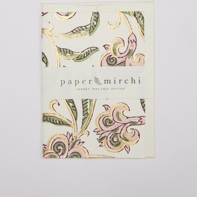 Hand Block Printed Greeting Card - GC Iris Glitz Blush