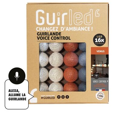 Vénus Commande Vocale Guirlande lumineuse boules coton Google & Alexa