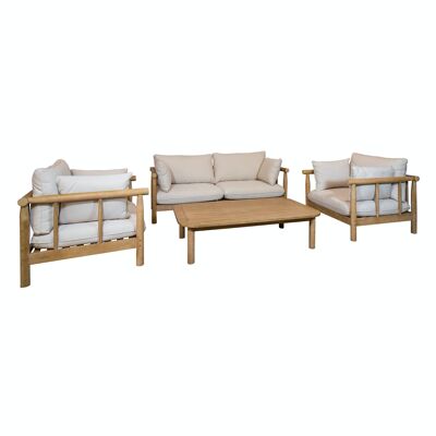 SALON DE JARDIN EN BOIS EUCALYPTUS AVEC UNE TABLE BASSE