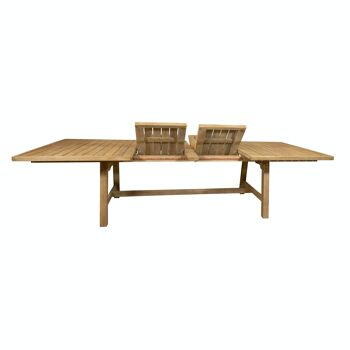 ENSEMBLE DE JARDIN AVEC TABLE RECTANGULAIRE EXTENSIBLE 2-3M AVEC 10 FAUTEUILS ACACIA SAONA 5