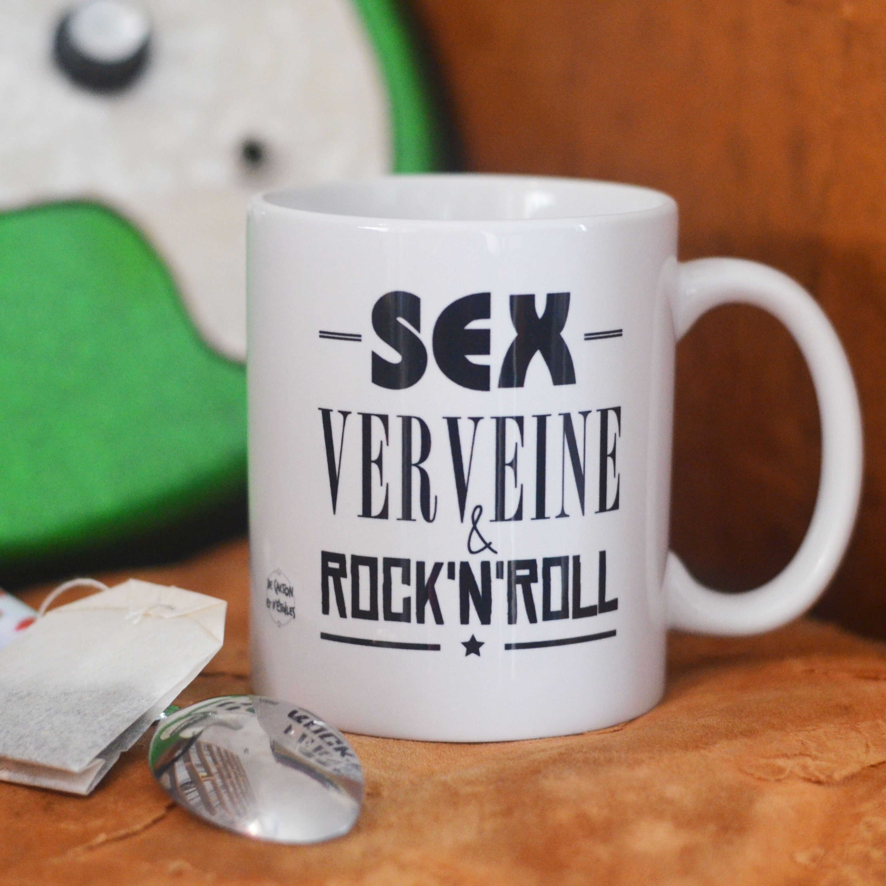 Tazza Sex Verbena & Rock'n roll in ceramica per San Valentino, - secondo grado - femminista - impegnata - regalo - accessorio - ufficio