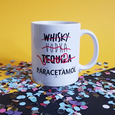Taza Whisky Vodka Tequila Paracetamol cerámica San Valentín, Pascua, regalos, decoración, joyería, té