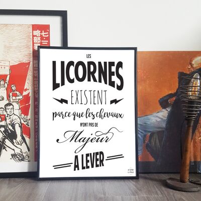 Affiche Les licornes existent… A4 papier recyclé Valentines day , Easter (Pacques), gifts, décor , spring