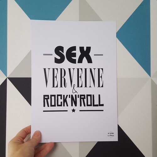 Affiche Sex Verveine & Rock'n roll A4 papier recyclé Valentines day , Easter (Pacques), gifts, décor , spring