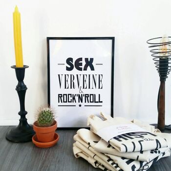 Affiche Sex Verveine & Rock'n roll A4 papier recyclé Valentines day , Easter (Pacques), gifts, décor , spring 2