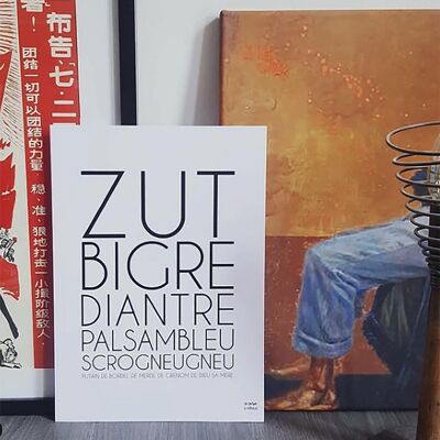 Poster con lettera artistica Zut A4, decorazione per la casa, battuta finale e provocazione, decorazione, regalo di Natale, riciclato