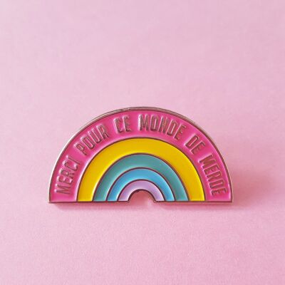 Metallnadel „Thank you for this world of shit rainbow rainbow“ – Valentinstag, Ostern, Geschenke, Dekoration, Schmuck