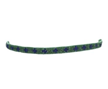 Bracelet perlé étroit croix verte et bleue