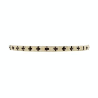 Bracciale con perline strette in bronzo e croce bianca