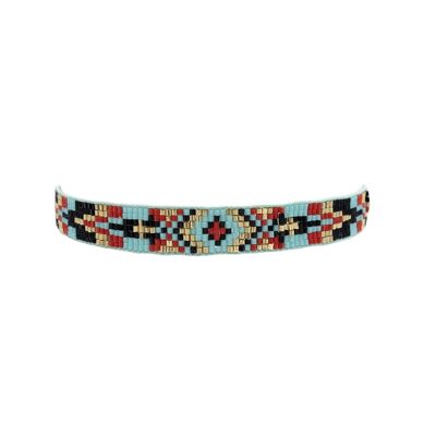 Bracelet Perlé Aztèque Aqua & Noir