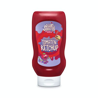 Ketchup de tomate: ketchup de tomate vegano en una práctica botella exprimible