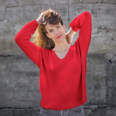 PULL V N.2 rouge