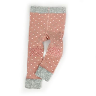 Leggings per neonati striscianti con ginocchia in silicone antiscivolo - punto rosa