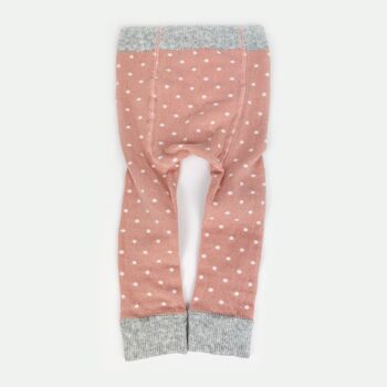 Legging bébé rampant avec genoux en silicone antidérapant - Point rose 3