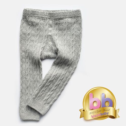 Cable Knit Baby and Toddler Leggings / Footless Tights - Grey Marl