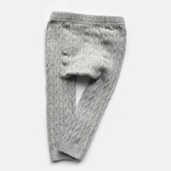 Jambières / Collants sans pied en tricot torsadé pour bébé et tout-petit - Gris chiné 5